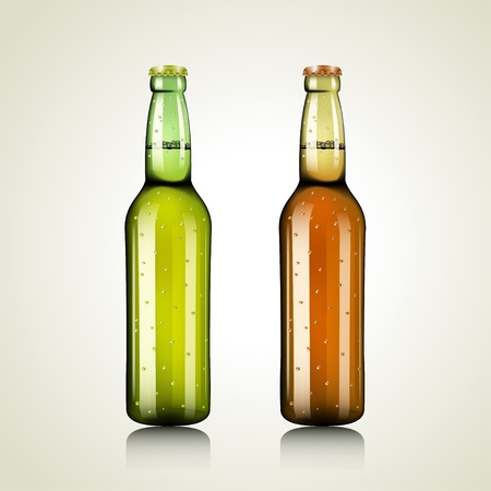 Green and brown beer bottlesのイラスト素材