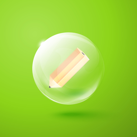Transparent sphere with pencil insideのイラスト素材
