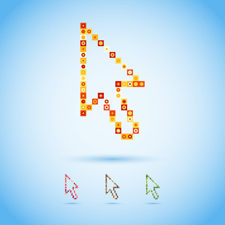 Multicolor arrow cursor in pixel style. Vector Illustration EPS10.のイラスト素材