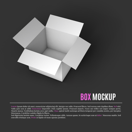Open white box mockup template. Can be used to deliver your goods. Vector Illustration .のイラスト素材