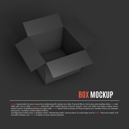 Open black box mockup template. Can be used to deliver your goods. Vector Illustration .のイラスト素材