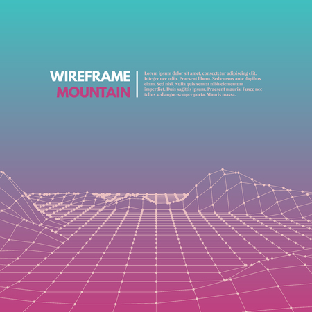 Wireframe mesh polygonal surface. Mountains with connected lines and dots. Vector Illustration EPS10.のイラスト素材