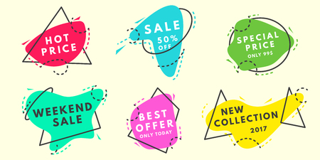 Set of flat vector geometrical vintage color banners.のイラスト素材