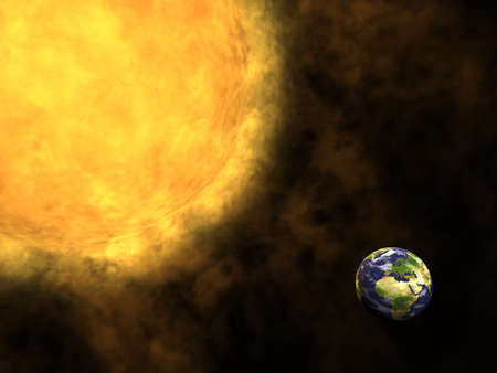 Earth and Sun, global warmingの写真素材