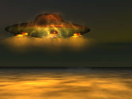 UFO - Unidentified Flying Object above the sea levelの写真素材