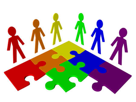 Characters and puzzle - business teamの写真素材