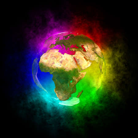 Rainbow and beauty planet Earth - Europe, Asia and Africaの写真素材