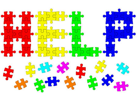 Signal help from puzzle on white backgroundの写真素材