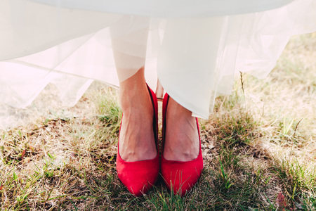 bride's red shoesの写真素材
