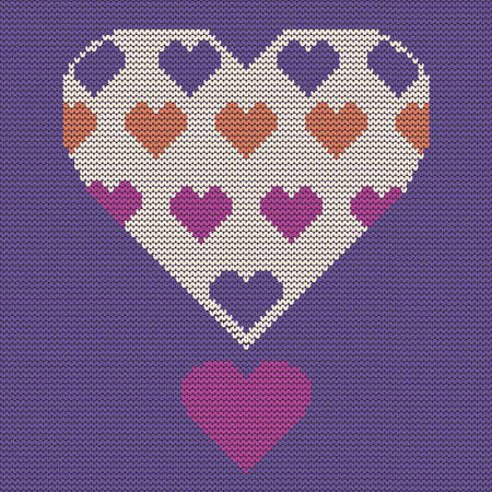 seamless knit pattern, knitted texture with heart Vector background for textile design. Wallpaper, background.のイラスト素材