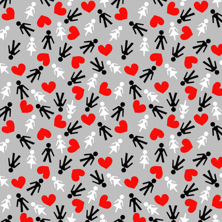 Seamless pattern with hearts and symbols of male and female for Valentine s Day backgrounds romantic seamless patternのイラスト素材