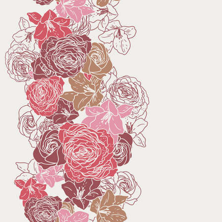 Seamless vintage floral pattern with rosesのイラスト素材