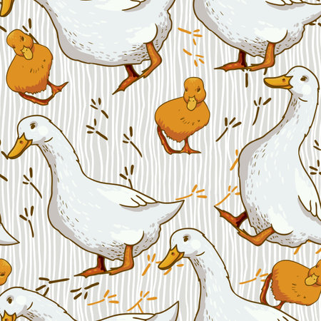 Cute cartoon background with a duckのイラスト素材