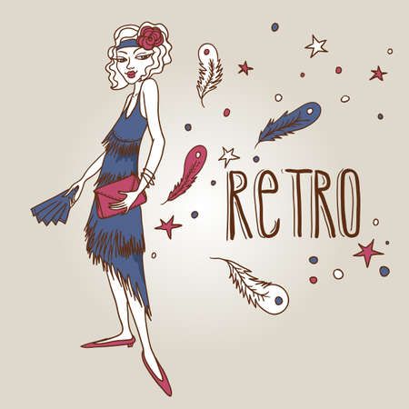 Flapper Girl with fanのイラスト素材