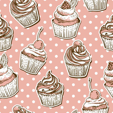 seamless pattern with cakesのイラスト素材