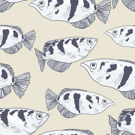 Seamless background with fishのイラスト素材