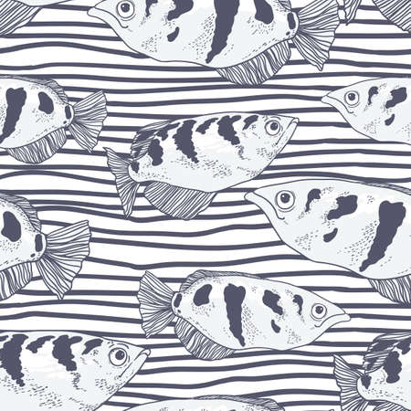 Seamless background with fishのイラスト素材