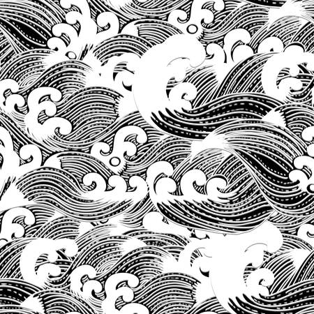 seamless pattern with wavesのイラスト素材
