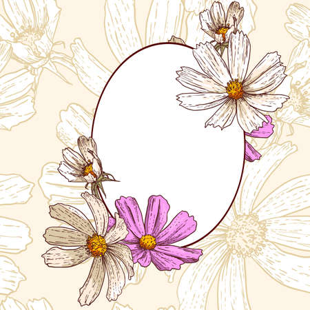 Vintage floral frameのイラスト素材