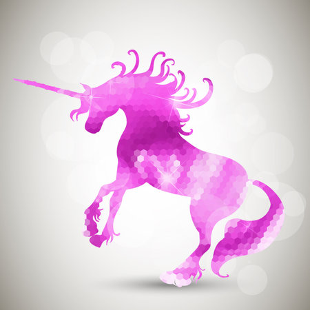 Abstract geometric background with unicornのイラスト素材