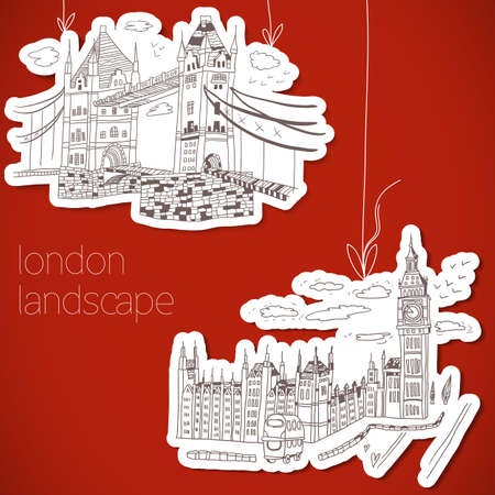 London hand-drawn landscape in vintage styleのイラスト素材