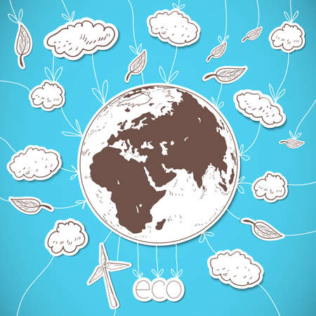 Blue eco background with Earthのイラスト素材