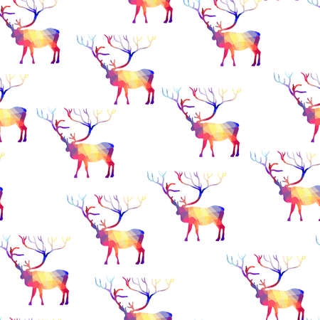 Seamless background with geometric deerのイラスト素材