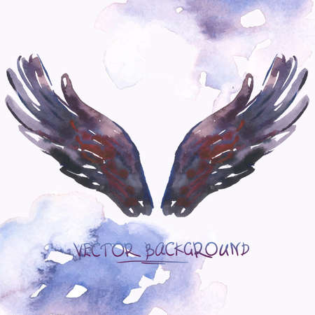 Watercolor background with angel wingsのイラスト素材