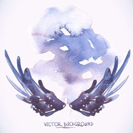 Watercolor background with angel wingsのイラスト素材