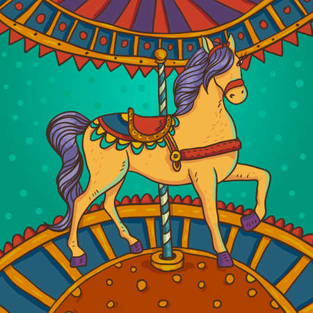 Horse with flowers and ornaments, vector illustrationのイラスト素材