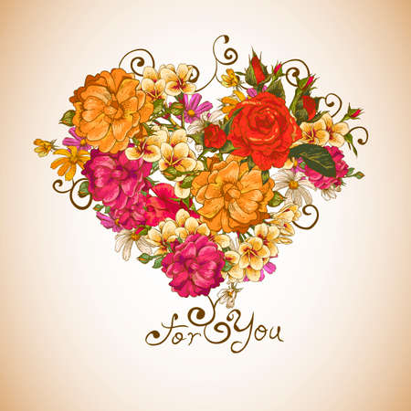 Valentine floral heartのイラスト素材