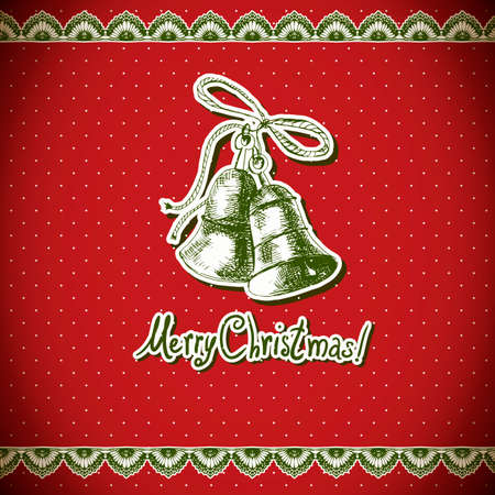 Christmas Holly and bell. Vintage backgroundのイラスト素材
