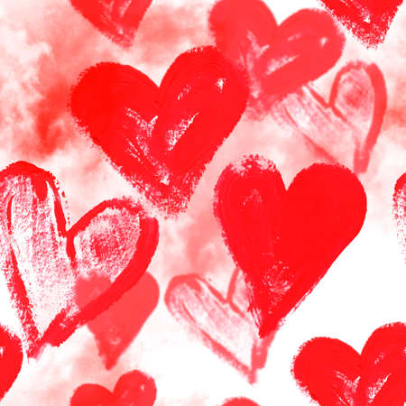Seamless watercolor with heartsの写真素材