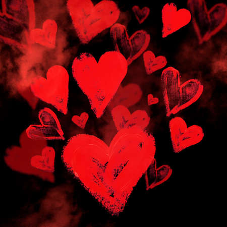 Watercolor heartsの写真素材