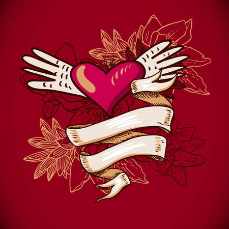  Hearts and Flowers Vector Illustrationのイラスト素材