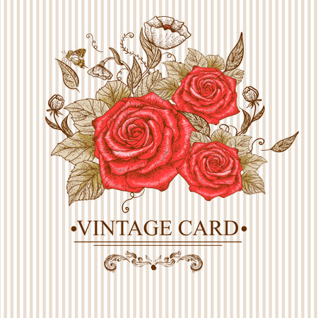 Invitation Card Design with Flowers. のイラスト素材