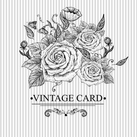 Invitation Card Design with Flowers.のイラスト素材