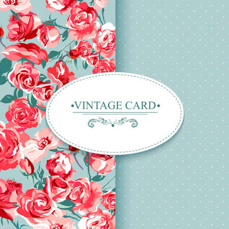 Elegance Vintage Floral Card with Rosesのイラスト素材