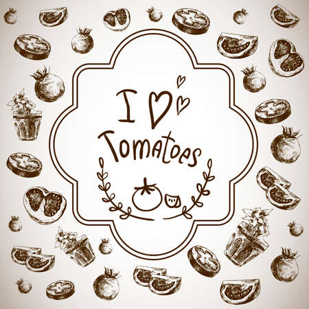 Hand Drawn Sketch of vegetables, Tomatoes.のイラスト素材