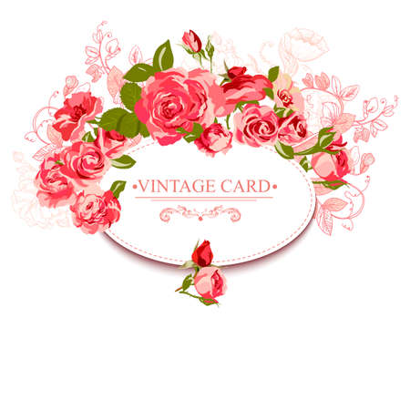Vintage Floral Card with Roses Design Element. Roses background, invitationのイラスト素材