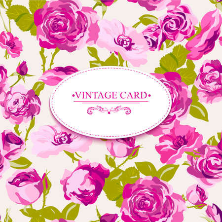 Vintage Floral Card with Roses Design Element. のイラスト素材