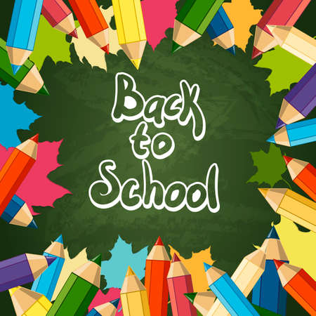 Back to School Vector Design element, School Autumn Backgroundのイラスト素材