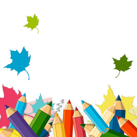 Back to School Vector Design element, School Autumn Backgroundのイラスト素材