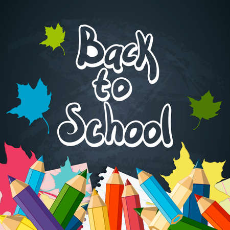 Back to School Vector Design element, School Autumn Backgroundのイラスト素材
