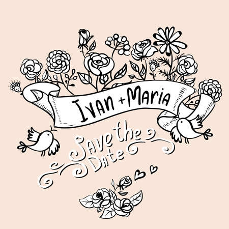 Floral Monochrome Design Laurels, Wreaths, Frameのイラスト素材