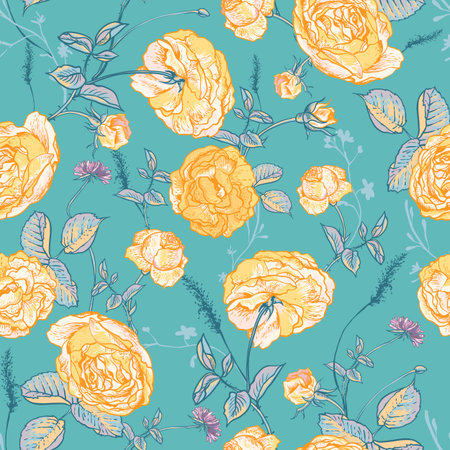 Beautiful Vintage Seamless Roses Backgroundのイラスト素材