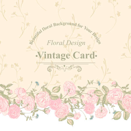 Seamless Border of blossom roses  のイラスト素材