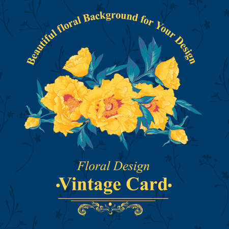 Vintage greeting card with blooming flowersのイラスト素材