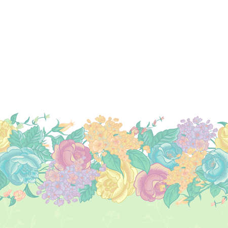Seamless Floral Border with wildflowersのイラスト素材