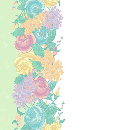 Seamless Floral Border with wildflowersのイラスト素材